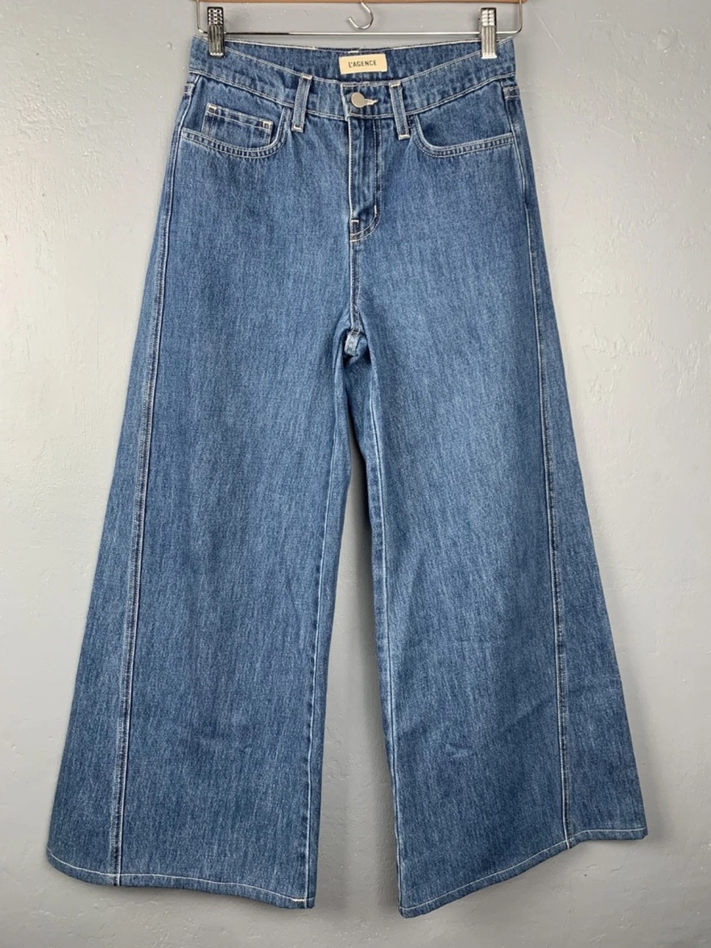 L' AGENCE Sz 24 Blue Mid-Rise Wide Leg Medium Wash Jeans